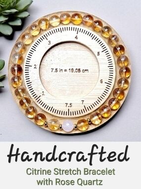Hand Crafted Citrine and Rose Quartz Stretch Bracelet